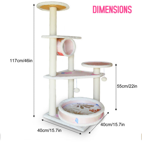 Cat Tree 4-Level Jumping Platform with Bed