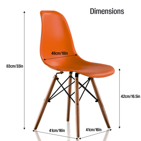 Plastic Side Dining Chair with Natural Wood Legs (set of 4)