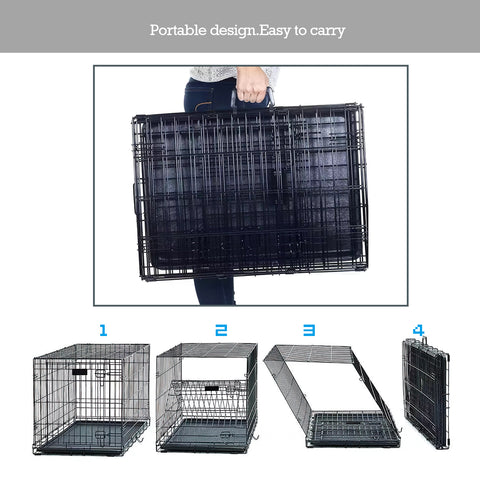 42 inch Dog Crate Stages Double Door 42‘’/107x68.5x77 cm Folding