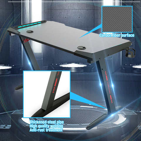 Carbon Fiber LED Gaming Desk G8