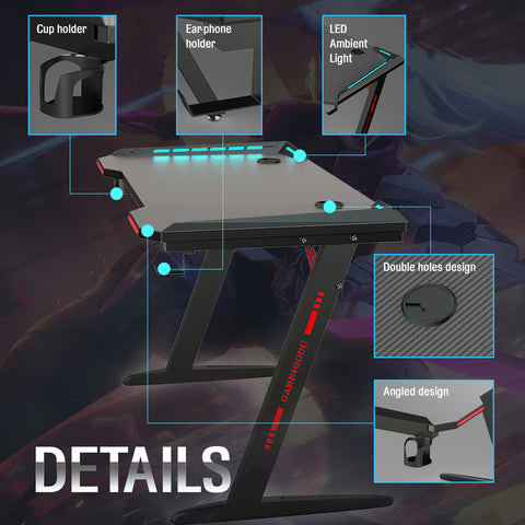 Carbon Fiber LED Gaming Desk G8