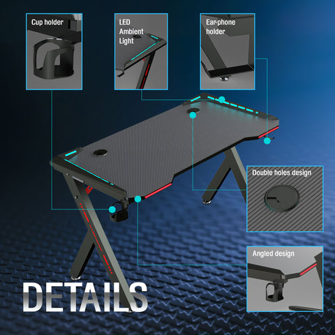 Carbon Fiber LED Gaming Desk R7