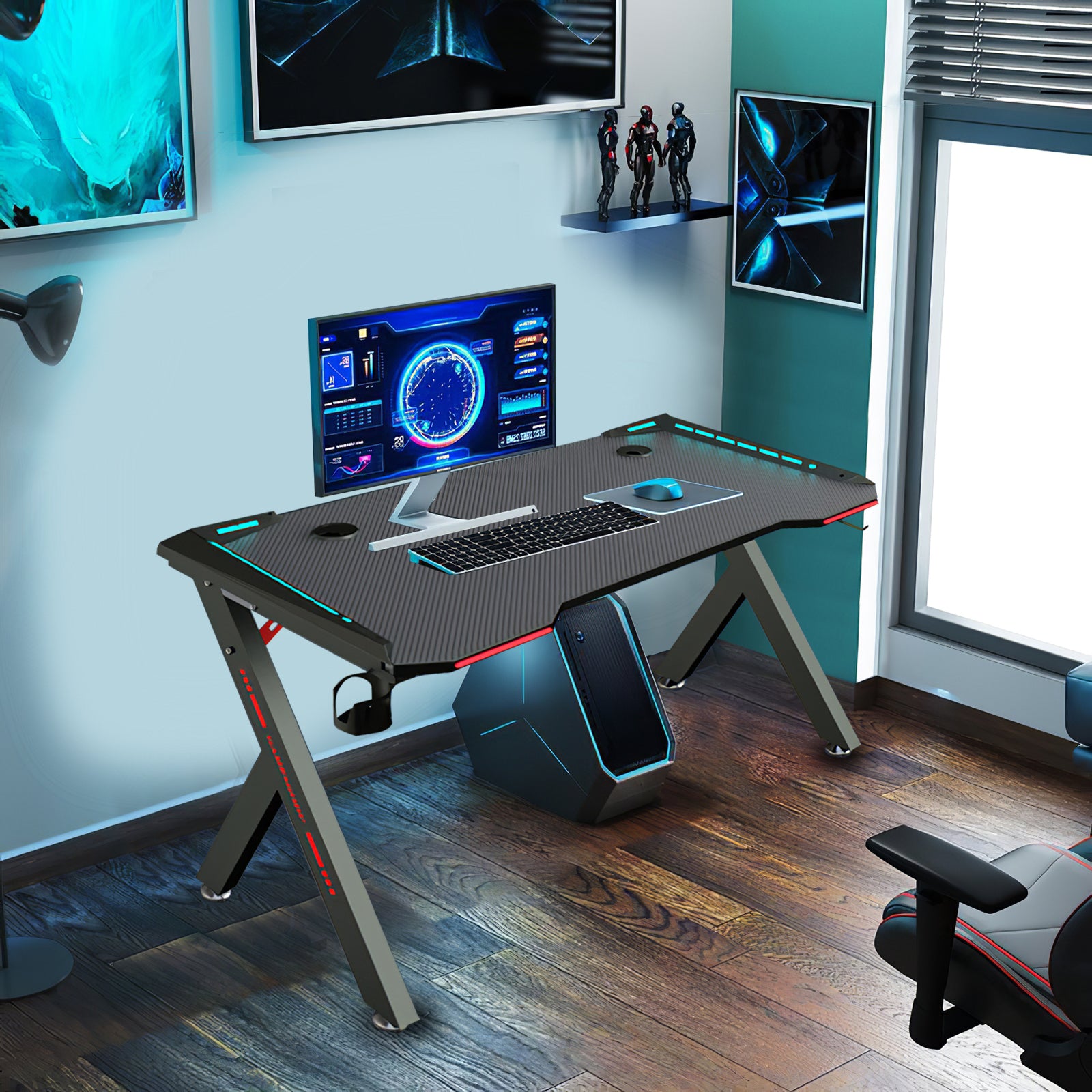 Carbon Fiber LED Gaming Desk R7