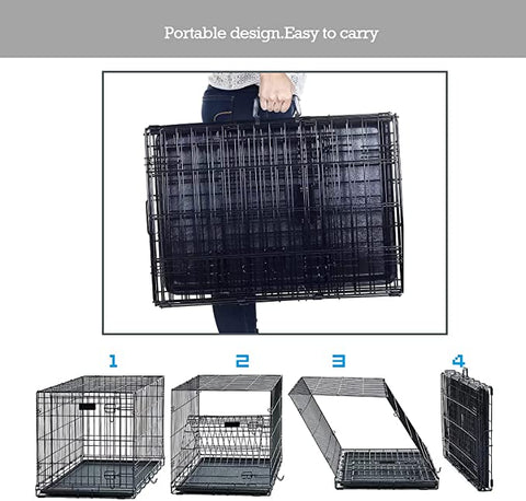 48 inch Dog Crate Stages Double Door 48‘’/121x74x81 cm Folding