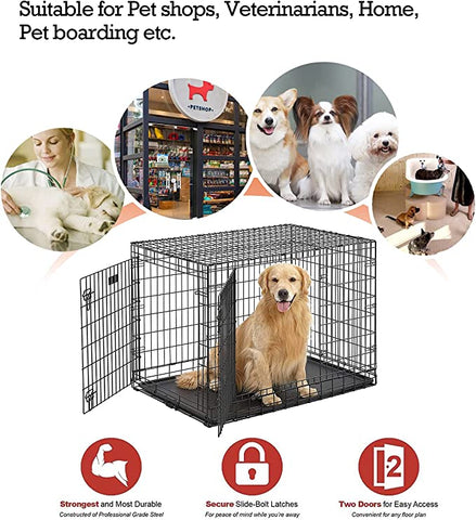 48 inch Dog Crate Stages Double Door 48‘’/121x74x81 cm Folding