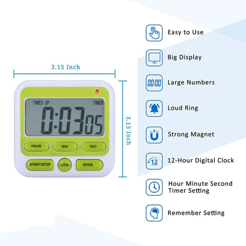 LCD Digital Kitchen Timer (Square)