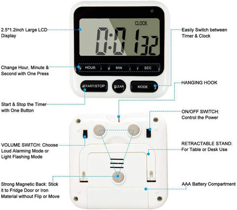 LCD Digital Kitchen Timer (Square)