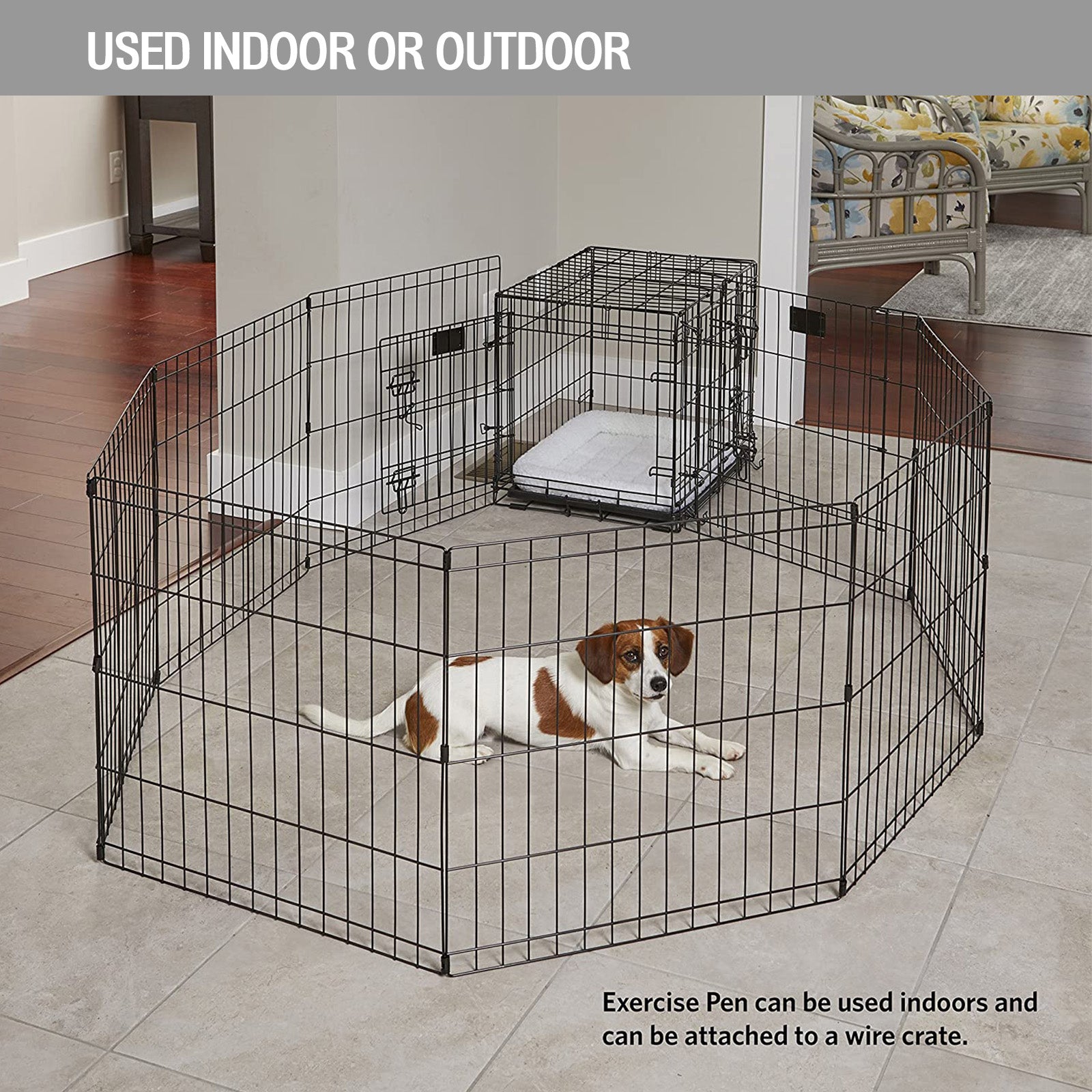 Foldable Metal Dog Pen with Gate