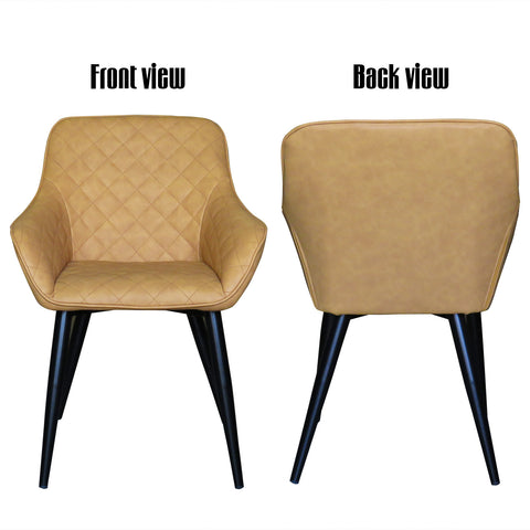 Luxury High Back Armchair with Black Metal Legs (set of 2)