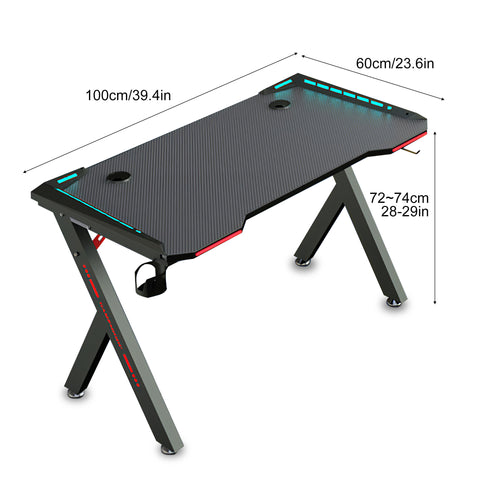 Carbon Fiber LED Gaming Desk R7