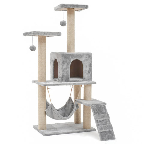 Cat Tree Multi-Level with Hammock & Square Cave