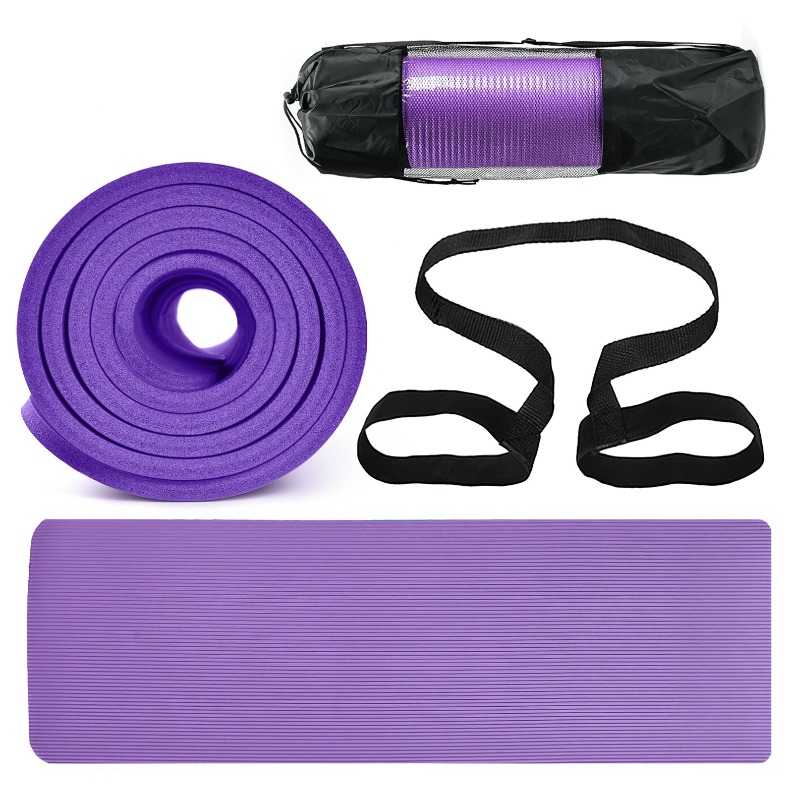 Myga Yoga Starter Kit Mat + Block Set 4mm Thick Pilates Fitness Gym Purple